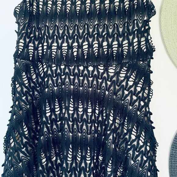 Chelsea GIRL River Island Black & Nude Crochet Babydoll Cocktail Dress Size L/12 - Picture 5 of 10